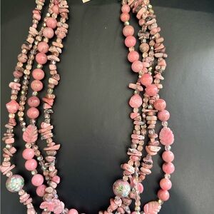 Pink Multi-Strand Beaded Women's Necklace